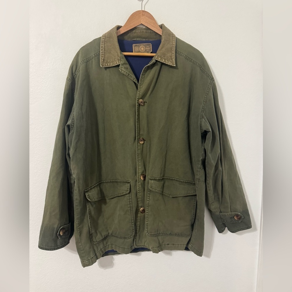 Vintage Gap Chore Field Jacket Olive Green Corduroy Cuffs Collar *NO SIZE TAG*